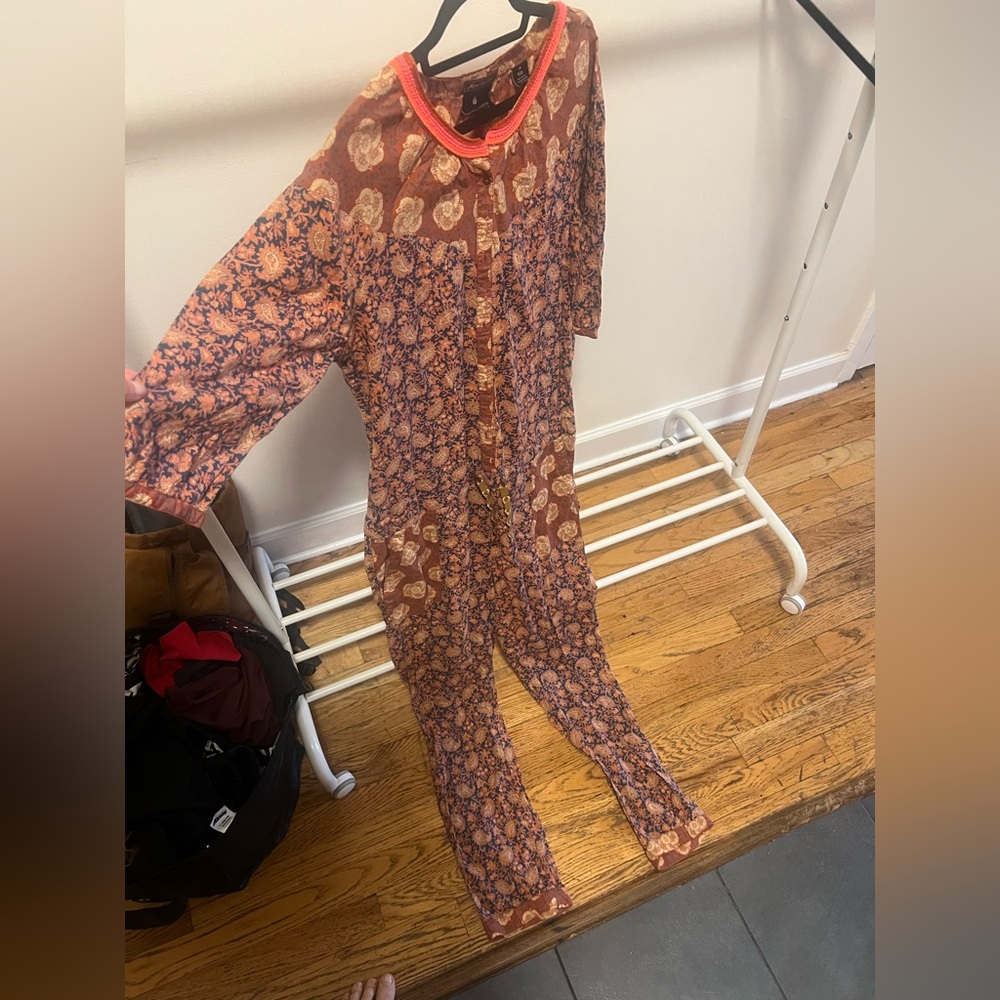 Floral Patterned Orange and Gold Fabric